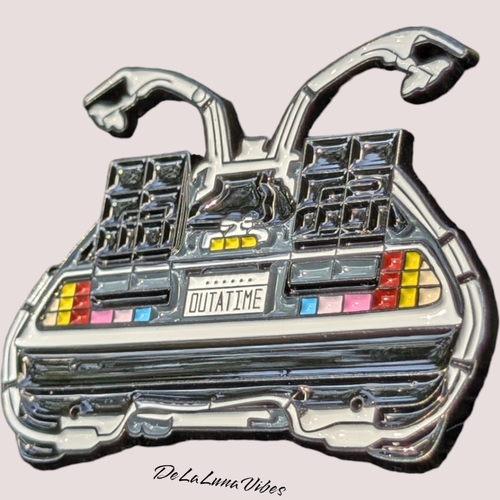 3/$12  NEW Back to the Future Movie Enamel Pin. DeLorean Automobile